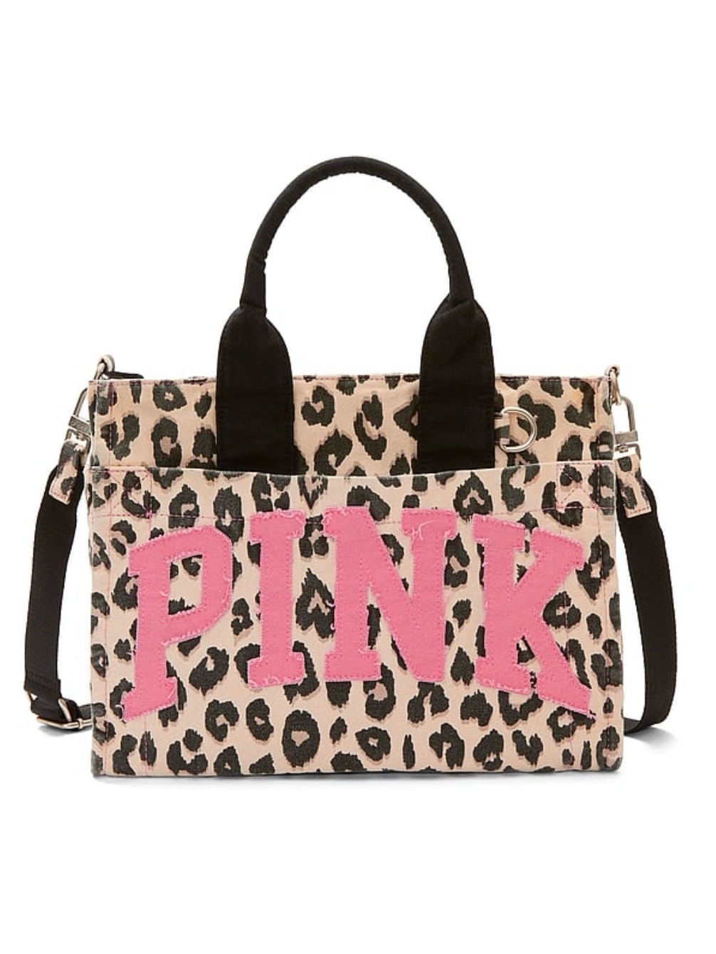 New Vs Pink Leopard Cheetah Print Hot Pink Logo Mini Crossbody Tote Bag Viral